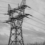 Electricity tower and stormy sky